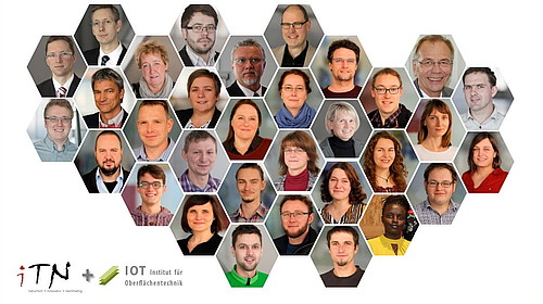 Eine Collage mit Fotos von Mitarbeitenden des neuen Verbund-Institutes iTN und IOT, an dem nachhaltige Forschungsthemen behandelt werden. 